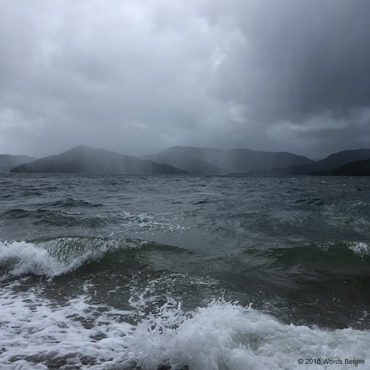 Stormy oceans off Karaka Point, Marlborough.
